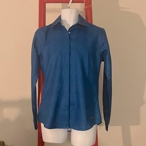 COWBOY COUTURE Snap Button Blue Long Sleeve Dress Shirt X Size : Large